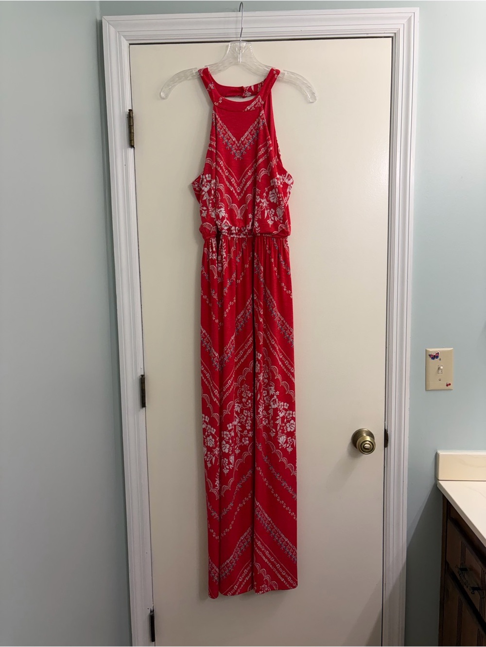 Three Pink Hearts Poppy Red Halter Maxi Dress - Size S